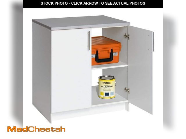Lot 74-13287163 - Prepac Wood Freestanding Garage Cabinet in White (32 in. W x 36 in. H x 24 in. D) - UNUSED