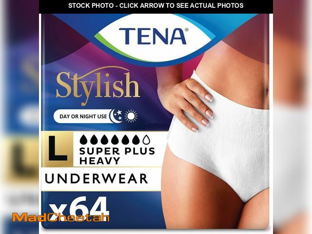 Lot 74-14349763 - TENA Stylish White Incontinence Underwear for Women, Super Plus Heavy Absorbency, Adult Diapers, Lar...
