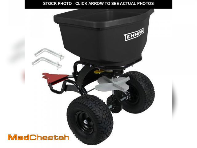 Lot 74-12243391 - Chapin 8622B Made in The USA 2.2 Cubic Feet Tow and Pull Behind Spreader with Auto-Stop Dual Impelle...