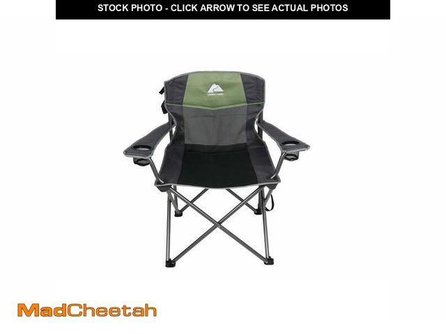 Lot 74-12556874 - Ozark Trail Oversized Big and Tall Camp Chair with Cup Holders, Green, Adult - USED