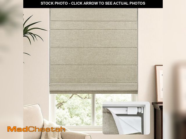 Lot 74-14149618 - LazBlinds No Tools No Drill Cordless Roman Shades for Windows, Blackout Thermal Insulated UV Blockin...