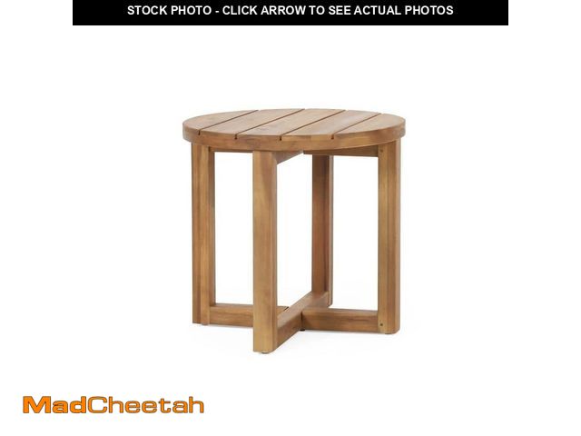 Lot 74-14115438 - Noble House Province Teak Circular Wood Outdoor Patio Side Table - UNUSED