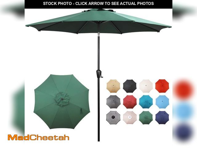Lot 74-14449813 - Sun-Ray 9 ft. Round 8-Rib Steel Market Patio Umbrella in Hunter Green 241006HG - UNUSED