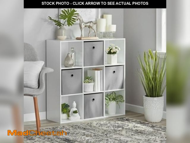 Lot 74-12405711 - (MISSING HARDWARE.CUBES) Mainstays 9-Cube Storage Organizer  White - USED
