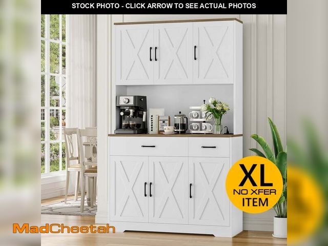 Lot 74-13115143 - Homfa 71" Kitchen Pantry with Charging Station, Freestanding Cupboard with Adjustable Shelves, Floor...