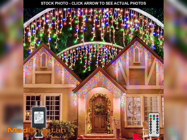 Lot 74-10950595 - Ollny Icicle Lights for Outside 396LED 32FT, Multicolor Christmas Light with Remote 8Modes Timers Wa...