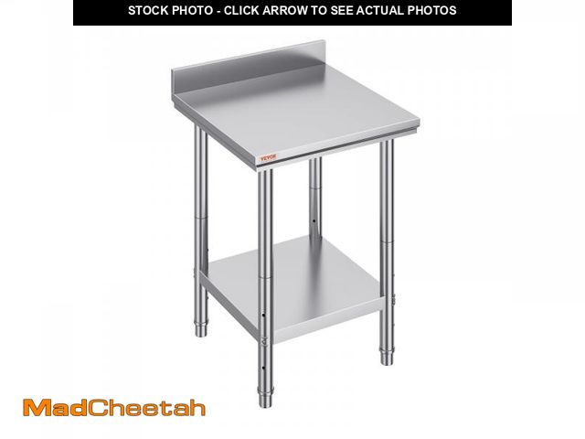 Lot 74-12405853 - VEVOR 24 x 24 x 35 Inch Stainless Steel Work Table, Commercial Food Prep Worktable Heavy Duty Prep W...