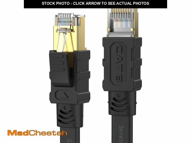 Lot 74-14339377 - Senetem Cat 8 Ethernet Cable 100FT, High Speed 40Gbps 2000Mhz Flat Internet Network Patch Cord, RJ45...
