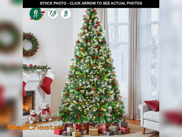 Lot 74-12892154 - Firstness 7.5ft Pre-Lit Artificial Christmas Tree,Green Xmas Tree with 1000 Branch Tips 300 LED Ligh...