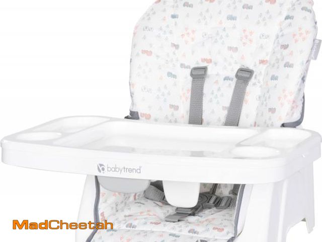 Lot 74-12098029 - Baby Trend Adapt SpaceSaving Booster High Chair, Elephant Meadow Coral - USED