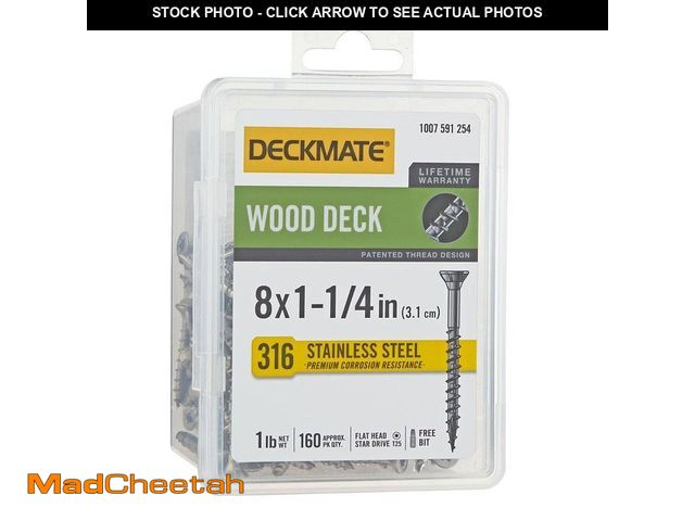 Lot 74-12676601 - DECKMATE #8 x 1-1/4 in. Stainless Steel Torx Flat-Head Wood Deck Screw (1 lb./160-Piece) - UNUSED