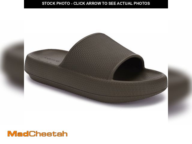 Lot 74-14381904 - Joomra Thick Sole Slides for Women Men Slippers W9-10/M7.5-8.5 Chocolate - USED