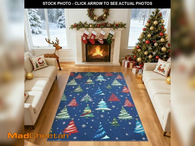 Lot 74-13041374 - Garvee 4x6 Rugs for Living Room, Christmas Rugs with Xmas Tree Pattern for Holiday Decor, Non Slip L...