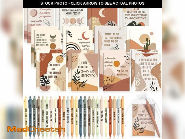 Lot 74-13546169 - Mooliwe 24 Set/48 Pcs Positive Affirmation Gift Set Gratitude Notebooks with Pens Small Bags Motivat...