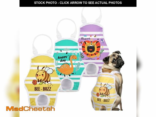 Lot 74-12878007 - Jollywoods 3 Pack Washable Female Dog Diaper Onesie Sanitary Pantie with Adjustable Suspender, Reusa...