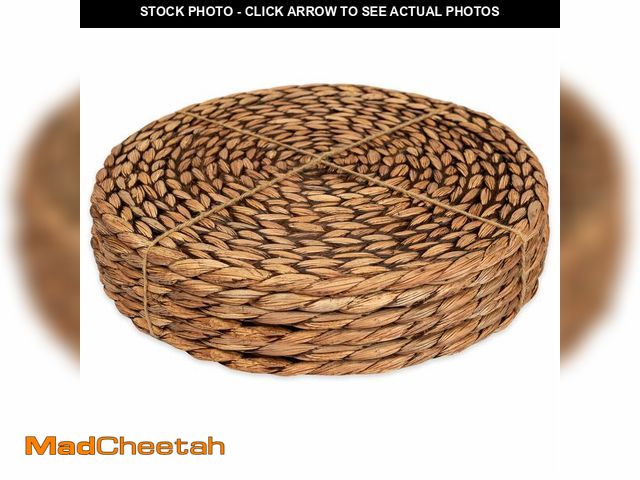 Lot 74-12970557 - CENBOSS Woven Placemats (13.5" Set of 6, Brown Wash) Round Placemat, Wicker Place mats, Rattan Place...