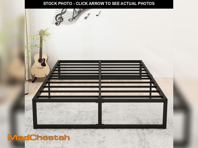 Lot 74-12868274 - Lutown-Teen 16 Inch Bed Frame Queen Size Heavy Duty Steel Slat Support Metal Platform Queen Bed Fram...