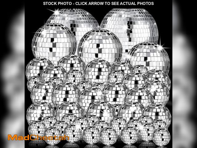 Lot 74-11743080 - 54 Pcs Disco Ball, Hanging Disco Ball Decor Mini Silver Disco Ball Cake Topper Mirror Ball Decoratio...