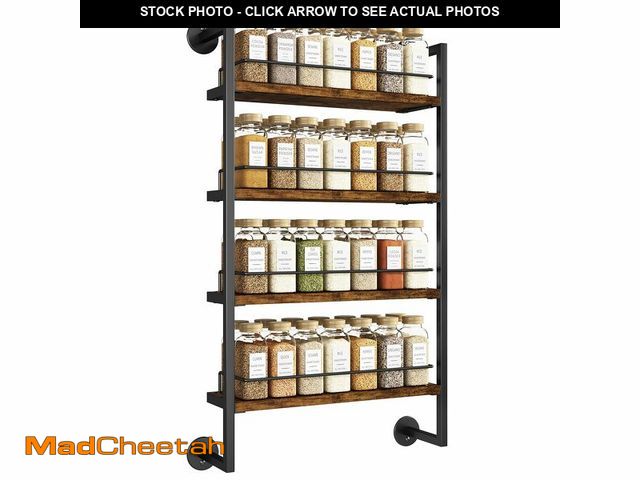 Lot 74-14268430 - IBUYKE Spice Rack Wall Mount,4 Tier Hanging Seasoning Organizer,Large Spice Rack for Wall for up to ...