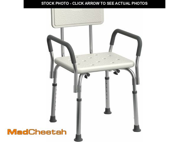Lot 74-13710120 - Medline Shower Chair Seat with Padded Armrests and Back, Heavy Duty Shower Stool for Bathtub, Slip R...