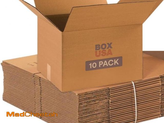 Lot 74-12407542 - BOX USA Moving Boxes Medium 18"L x 14"W x 12"H 10-Pack | Corrugated Cardboard Box for Shipping, Mail...
