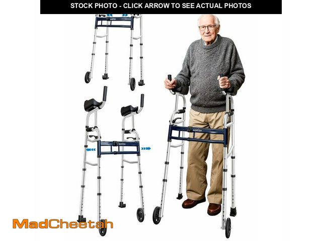 Lot 74-13572529 - Narrow Walker Folding Upright Walker - with Removable Armrests, 450LBS Heavy Duty, Width &amp; Heigh...