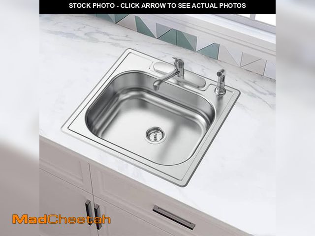 Lot 74-12233782 - Glacier Bay Stainless Steel 25 in. Single Bowl Drop-in Kitchen Sink with Faucet, Silver - UNUSED