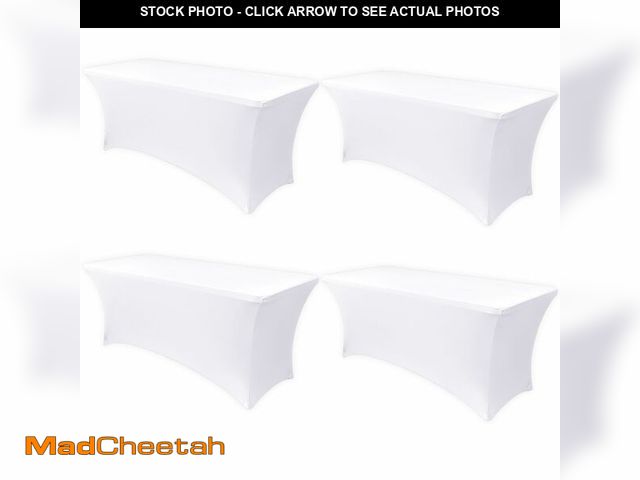 Lot 74-14151106 - Obstal 6ft Stretch Spandex Table Cover - 4 Pack Universal Rectangular Fitted Tablecloth Protector fo...