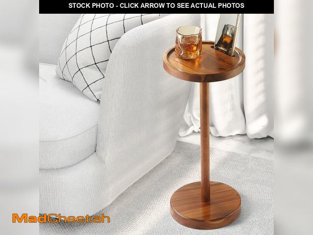 Lot 74-13628078 - NAGAWOOD Pedestal Side Table, Acacia Drink Table with Weighted Base, Small Round Side Table for Smal...