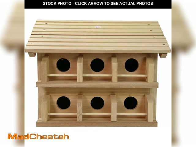 Lot 74-13041411 - (SOME DAMAGE) Heath Outdoor Products 297194 M-12Dp Deluxe Wood Martin House 18"x19"x17" - USED