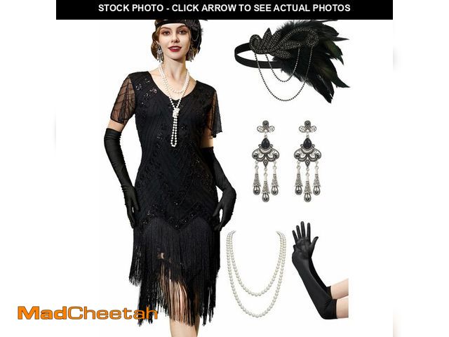 Lot 74-13632182 - YESSA Flapper Dresses for Women,Short Sleeve 1920s Dresses Great Gatsby Dresses for Women Roaring 20...