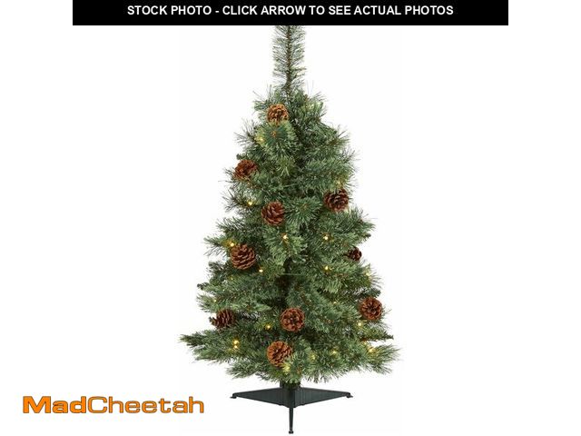 Lot 74-12828031 - Nearly Natural 3ft. White Mountain Pine Artificial Christmas Tree with 50 Clear LED Lights and Pine ...