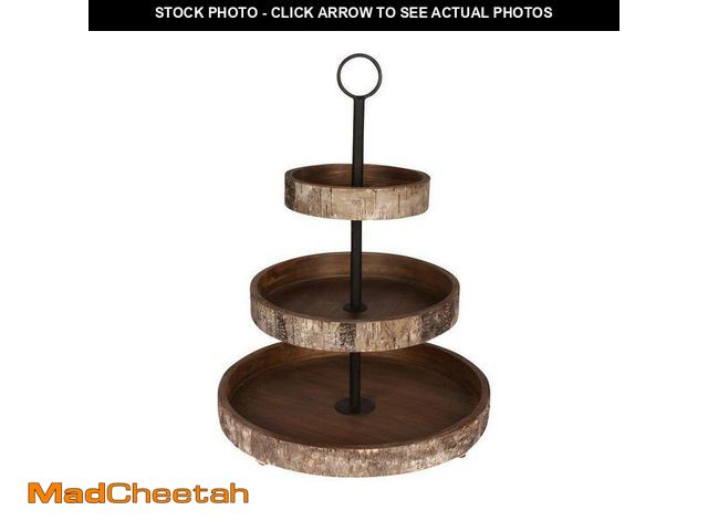 Lot 74-13691546 - DesignOvation White Rustic Brown/Black Decorative Tray - UNUSED