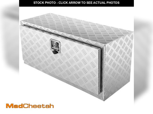 Lot 74-12804690 - SKYSHALO Underbody Truck Box, 36 in. x 17 in. x18 in. Pickup Storage Box, Heavy Duty Aluminum Diamon...