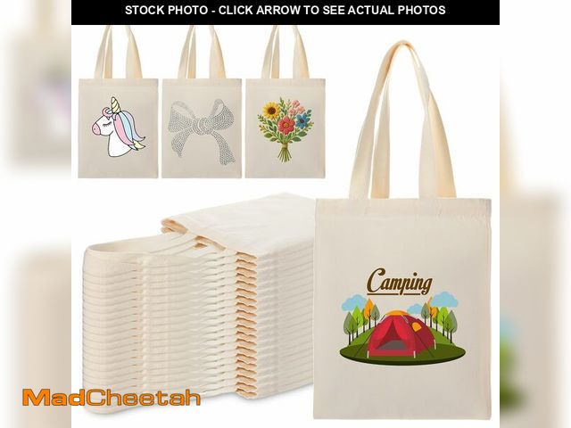 Lot 74-14384555 - Reginary 50 Pack Mini Canvas Tote Bags Bulk, 9 x 11 Inch Small Sublimation Blank Tote Bags Bulk for ...