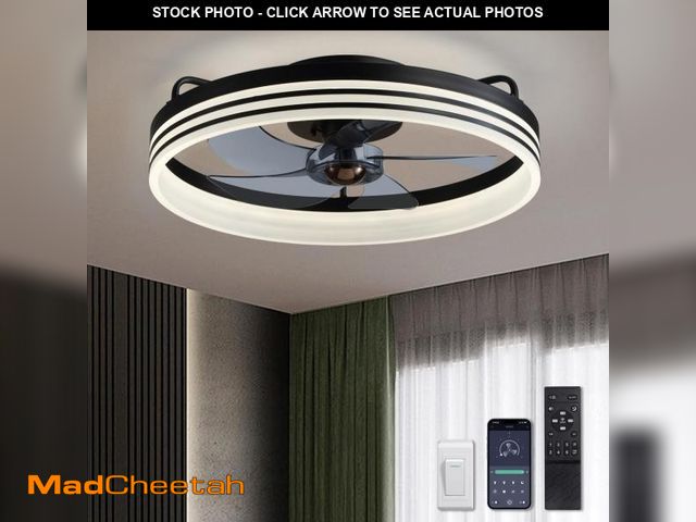 Lot 74-12044060 - LUDOMIDE Ceiling Fans with Lights, Flush Mount Ceiling Fan with Lights and Remote, 6 Wind Speeds Sma...