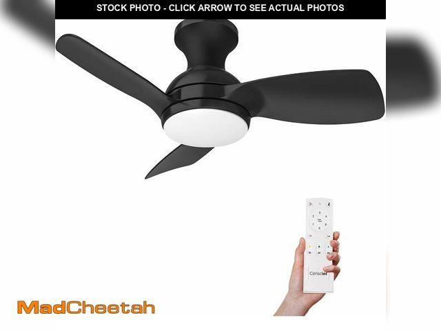 Lot 74-12828764 - (MISSING REMOTE) Consciot Ceiling Fan With Lights 30 Inch, Kids Ceiling Fan Black Modern, Flush Moun...