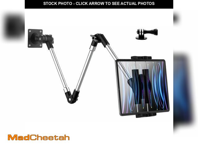 Lot 74-12461611 - YOOZ Metal Long Arm Tablet Wall Mount Holder [Aluminum Arm 37"] Adjustable Wall Tablet Stand with Fo...