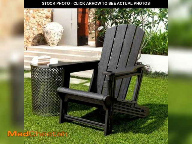 Lot 74-12402733 - Chiccushion Folding Adirondack Chair with Cup Holder  HDPE All-Weather Patio Chairs for Poolside  Ba...