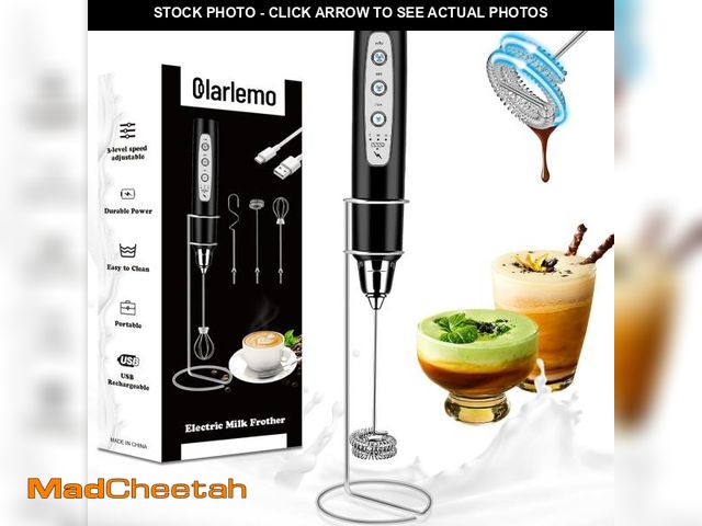 Lot 74-12324986 - Colarlemo Milk Frother Handheld Rechargeable with Stand, Frother Wand Drink Mixer Electric Whisk for...