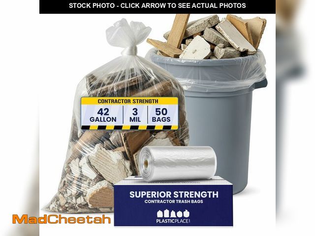 Lot 74-13628948 - Plasticplace Contractor Trash Bags 42 Gallon Ã¢ââ 3.0 Mil Ã¢ââ Clear Heavy Duty Garbage Bag ...