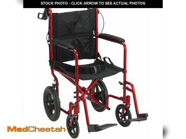 Lot 74-14581941 - Lightweight Expedition Transport Wheelchair with Hand Brakes, Red - UNUSED