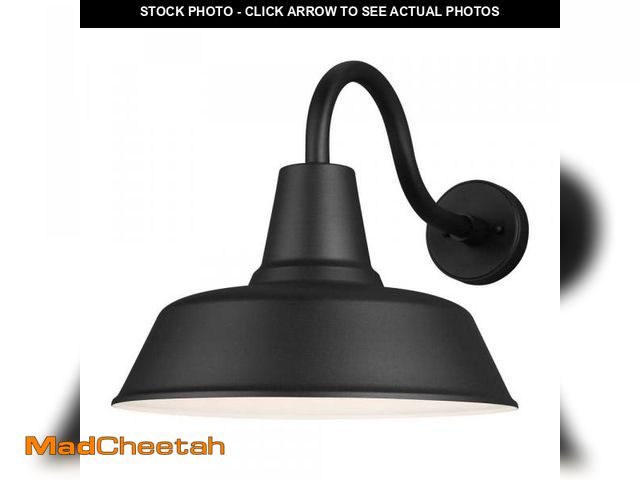 Lot 74-12412653 - Generation Lighting Barn Light 1 Light Matte Black Modern Farmhouse Outdoor Medium Lantern Wall Scon...
