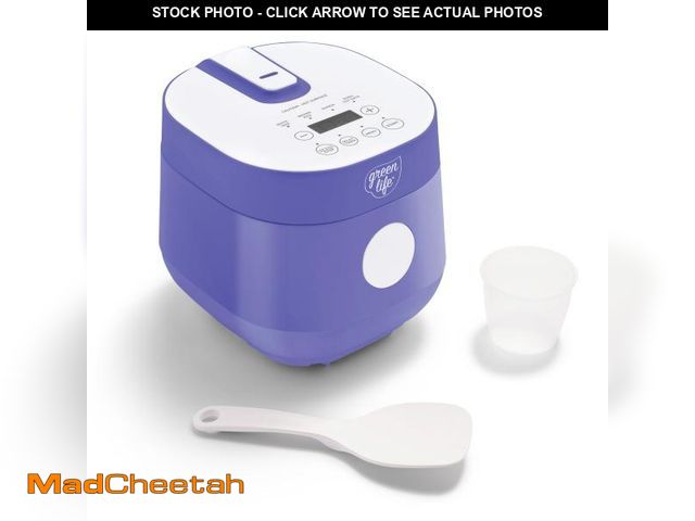 Lot 74-12049512 - GreenLife Digital Rice Cooker, 2-Cups Uncooked/4-Cups Cooked, Removable Nonstick Ceramic PFAS-Free P...