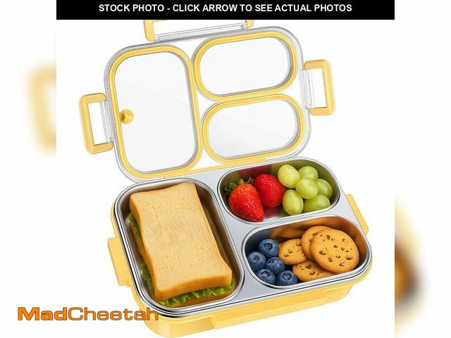 Lot 74-12717352 - Stainless Steel Lunch Box, 3-Compartment Bento Box (25oz) - Portable Food Storage Containers Snack B...