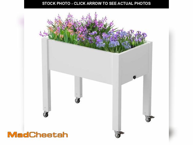 Lot 74-14438743 - Raised Garden Bed - Outdoor Elevated Planter with Weatherproof Resin, Effective Drainage &amp; 4 Swi...