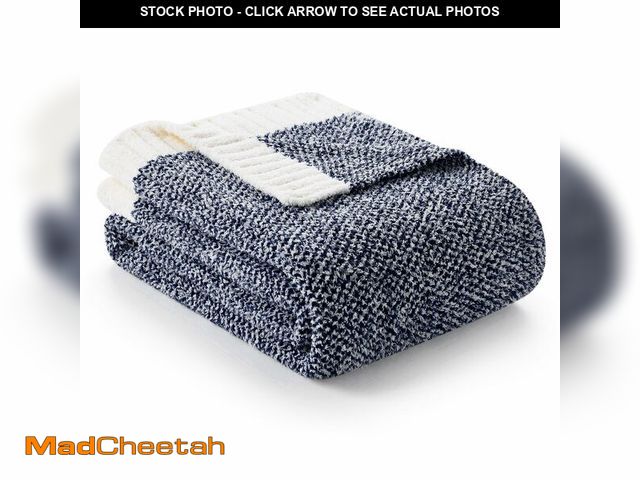 Lot 74-14052956 - Snuggle Sac Heather Navy Throw Blanket for Couch, Super Soft Warm Microfiber Blankets Navy Blue, Coz...