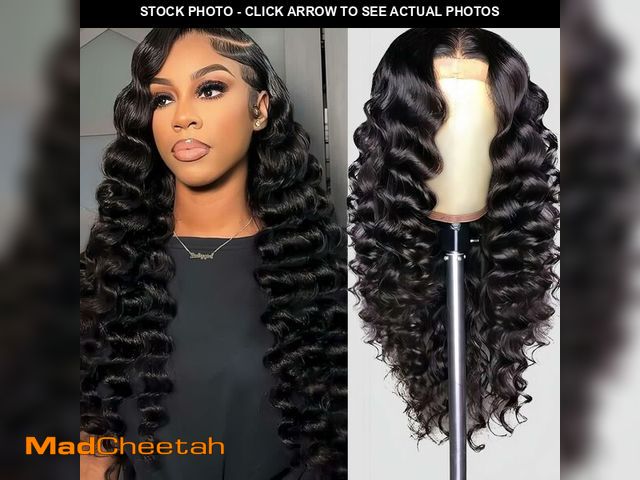 Lot 74-12606806 - PYY Deep Wave Lace Front Wigs Human Hair 200 Density Deep Wave Wig 13x4 HD Lace Frontal Wigs for Bla...