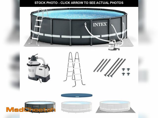 Lot 74-13673263 - Intex Ultra XTR Frame 14' x 42" Round Above Ground Outdoor Swimming Pool Set with Sand Filter Pump, ...