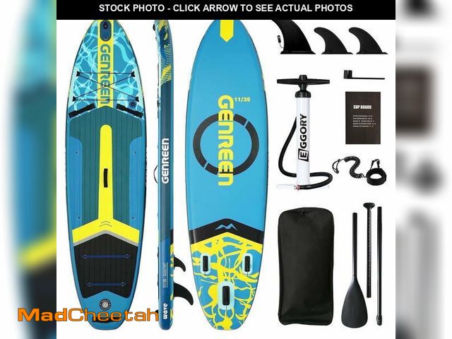 Lot 74-12578974 - Genreen Inflatable Fishing Paddle Board 11" Stand up Paddle Board with Full SUP Premium Accessories ...